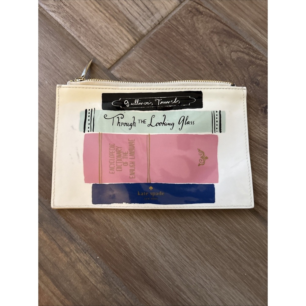 Kate Spade Stack Of Classics Pencil Pouch 9x5 Clutch Case Book Design